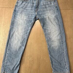 Levi’s 505 Jeans Mens 36x30 Light Wash Faded Distressed Straight Classic Denim
